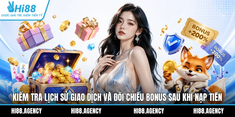 Kiểm tra lịch sử giao dịch và đối chiếu bonus sau khi nạp tiền